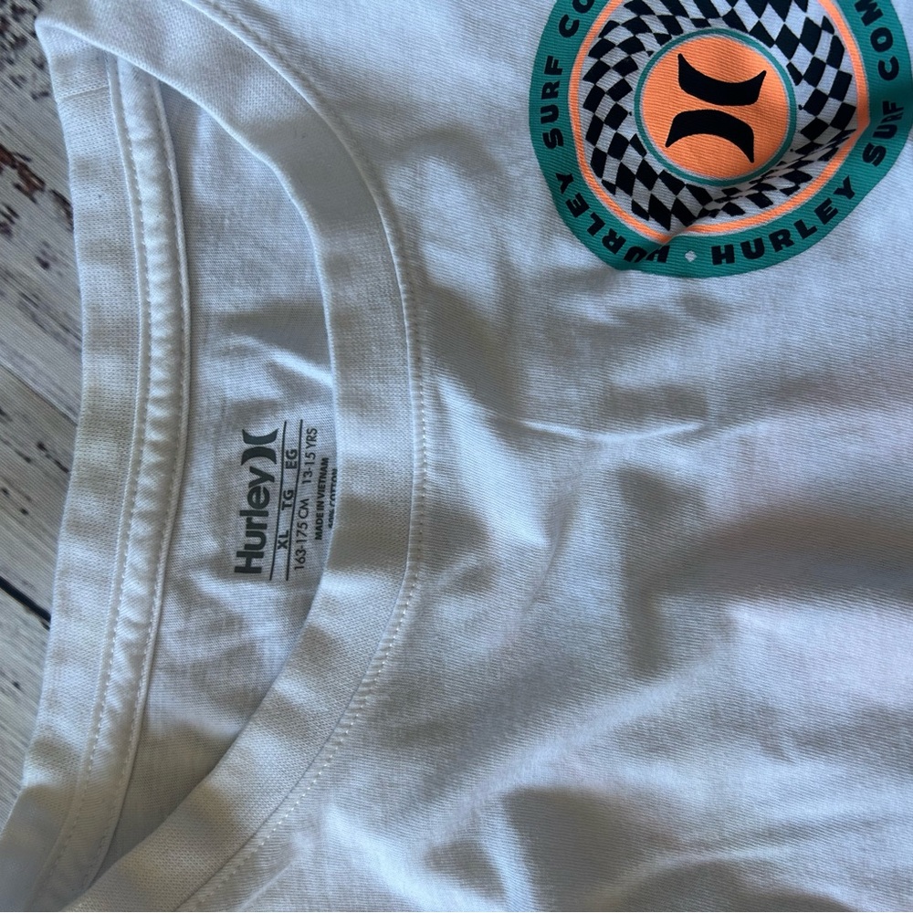 Hurley White Tee with Orange and Black Logo